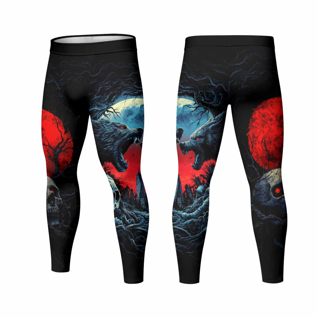 Twin Wolf Apocalypse Men's Leggings - lifestyle view
