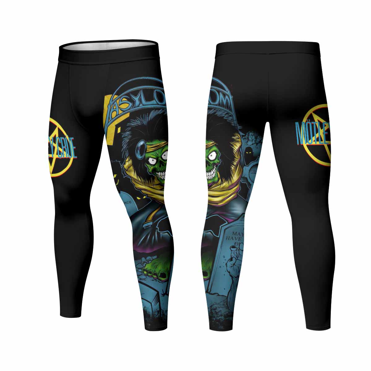 Mötley Crüe Dr. Feelgood Men's Leggings - front and back view