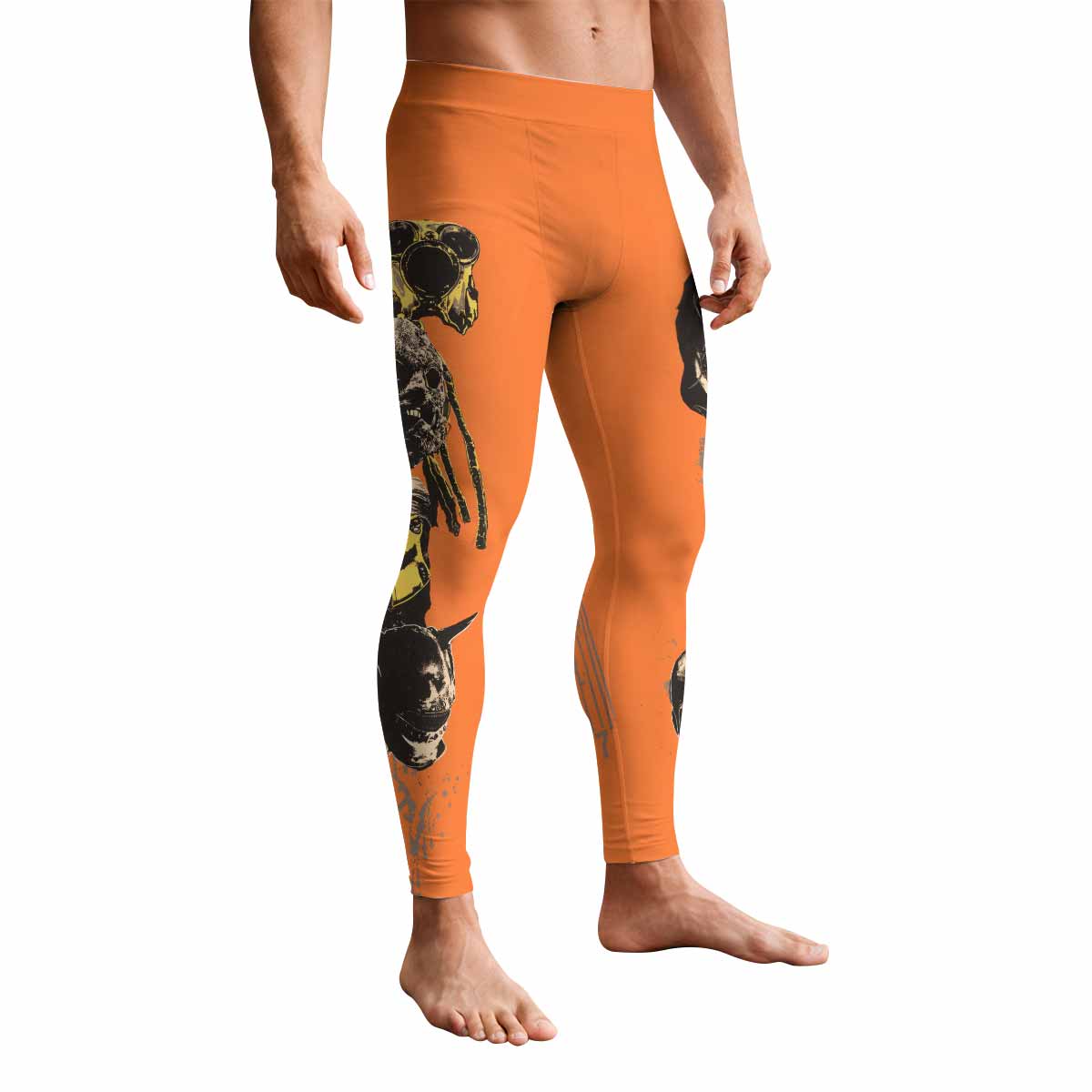 Slipknot Splatter Orange Men's Leggings - front view mockup
