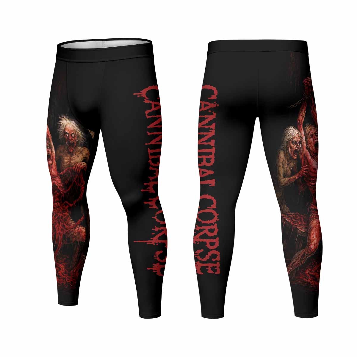 Butchered at Birth Cannibal Corpse Men's Leggings - front and back view