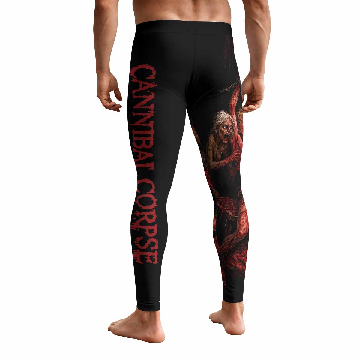 Butchered at Birth Cannibal Corpse Men's Leggings - back view mockup
