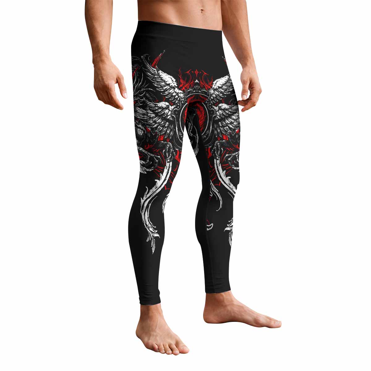 Crimson Seraphim Men's Leggings - front view mockup