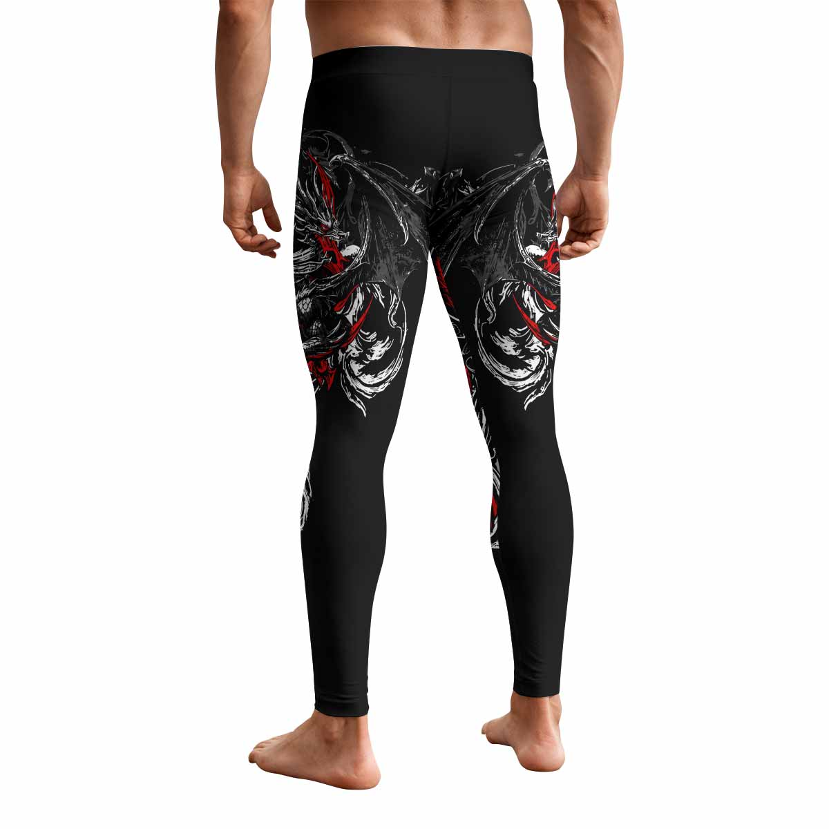 Crimson Seraphim Men's Leggings - back view mockup