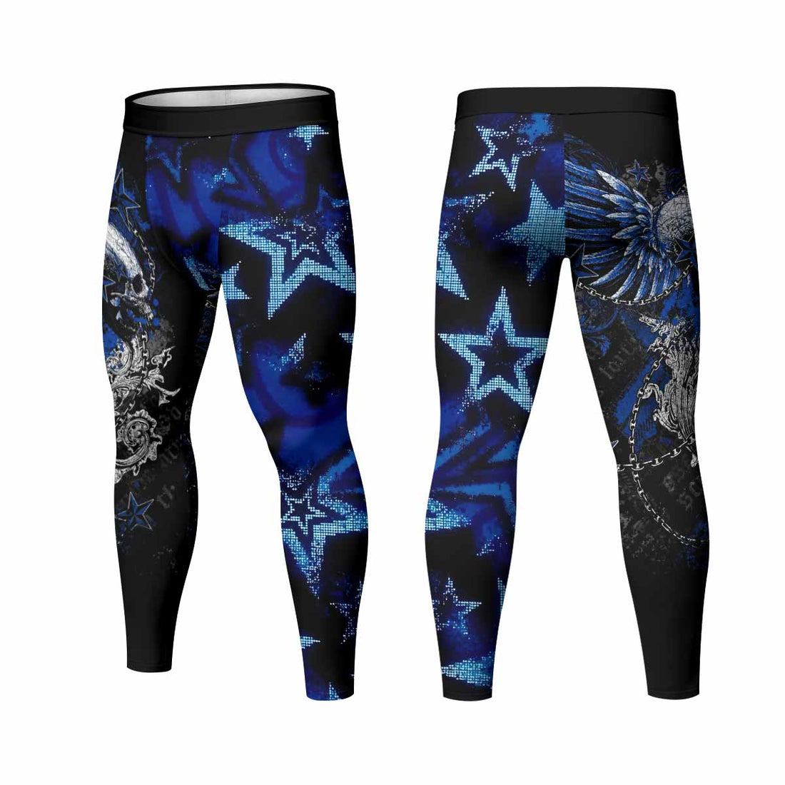 Blue Winged Skull Men's Leggings - lifestyle view