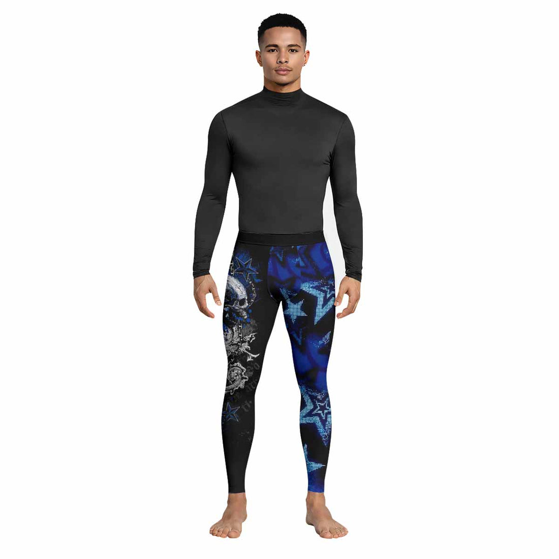 Blue Winged Skull Men's Leggings - lifestyle view