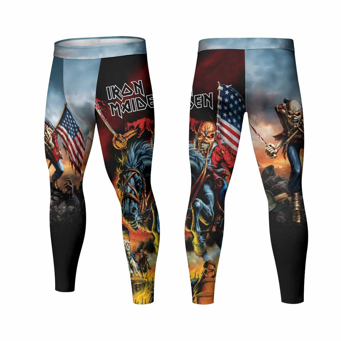 Iron Maiden American Flag Men's Leggings - lifestyle view