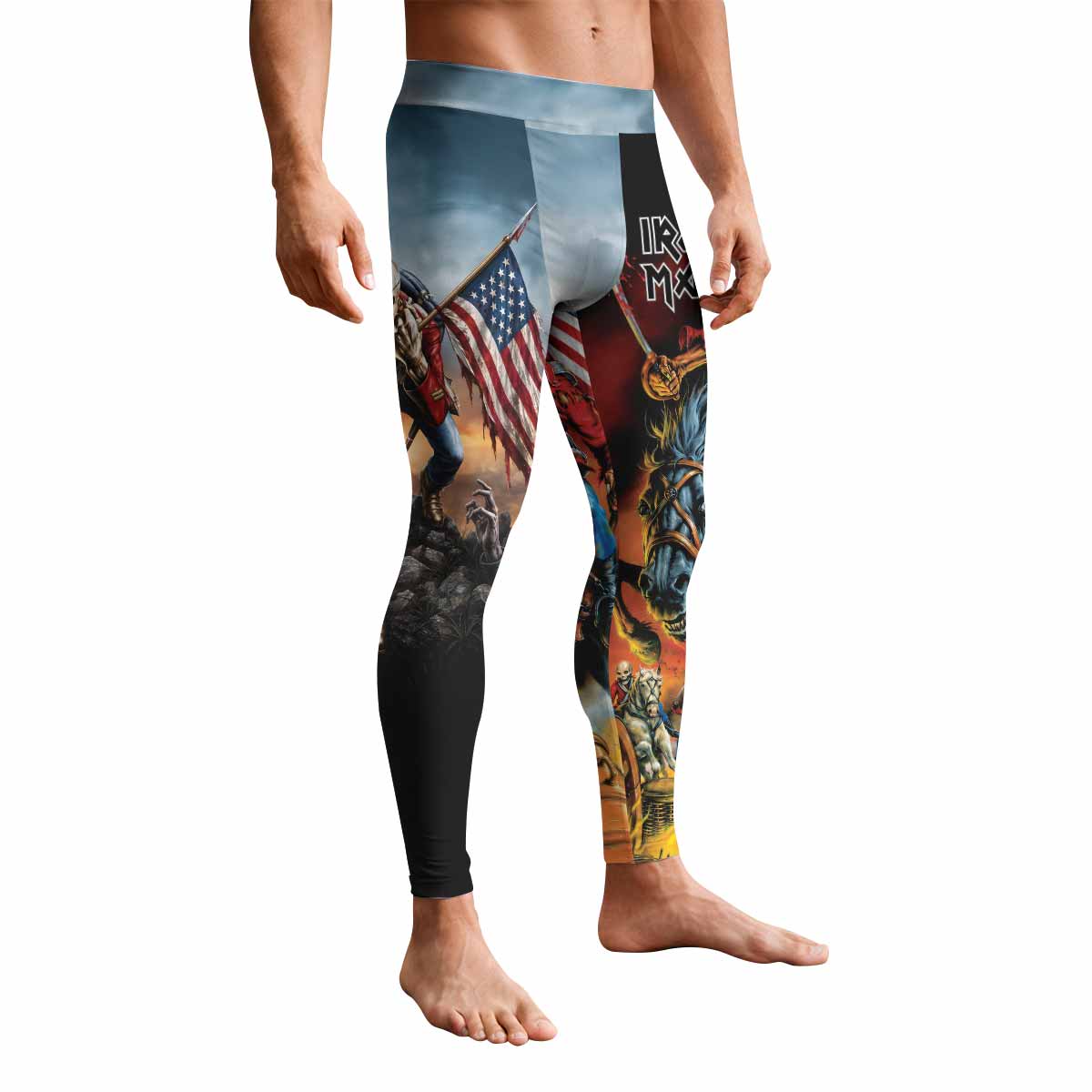 Iron Maiden American Flag Men's Leggings - front view mockup