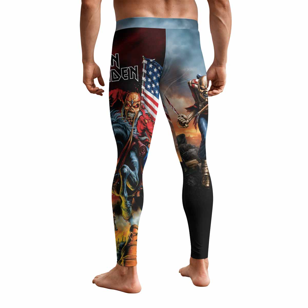Iron Maiden American Flag Men's Leggings - back view mockup