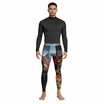 Iron Maiden American Flag Men's Leggings - lifestyle view