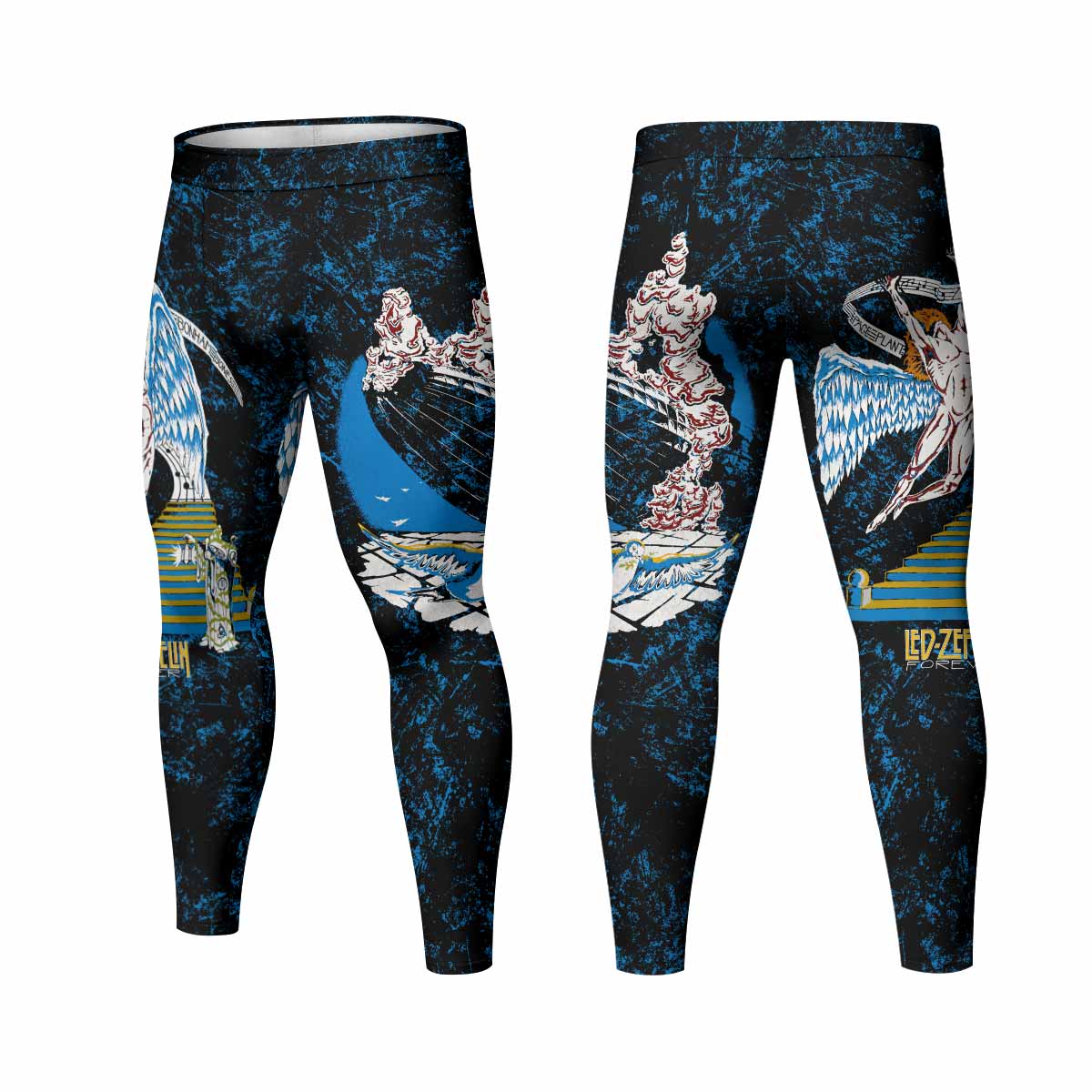 Led Zeppelin Swan Song Men's Leggings - front and back view