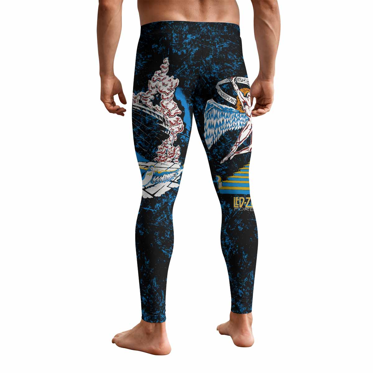 Led Zeppelin Swan Song Men's Leggings - back view mockup