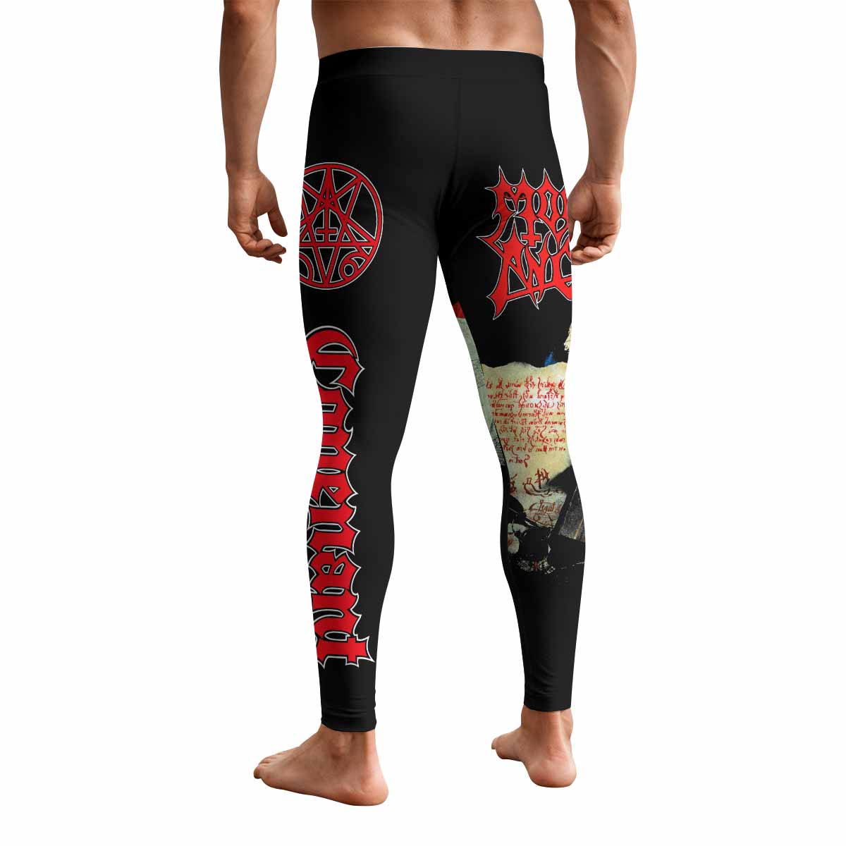 Morbid Angel Covenant Men's Leggings - back view mockup
