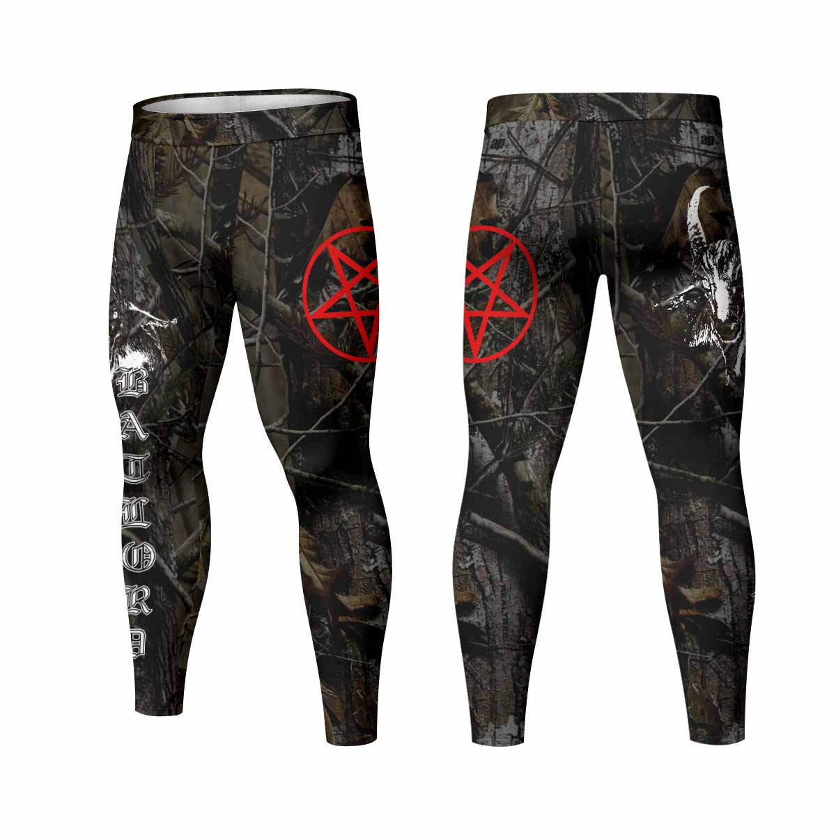 Bathory Sigil of Baphomet Men's Leggings - front and back view