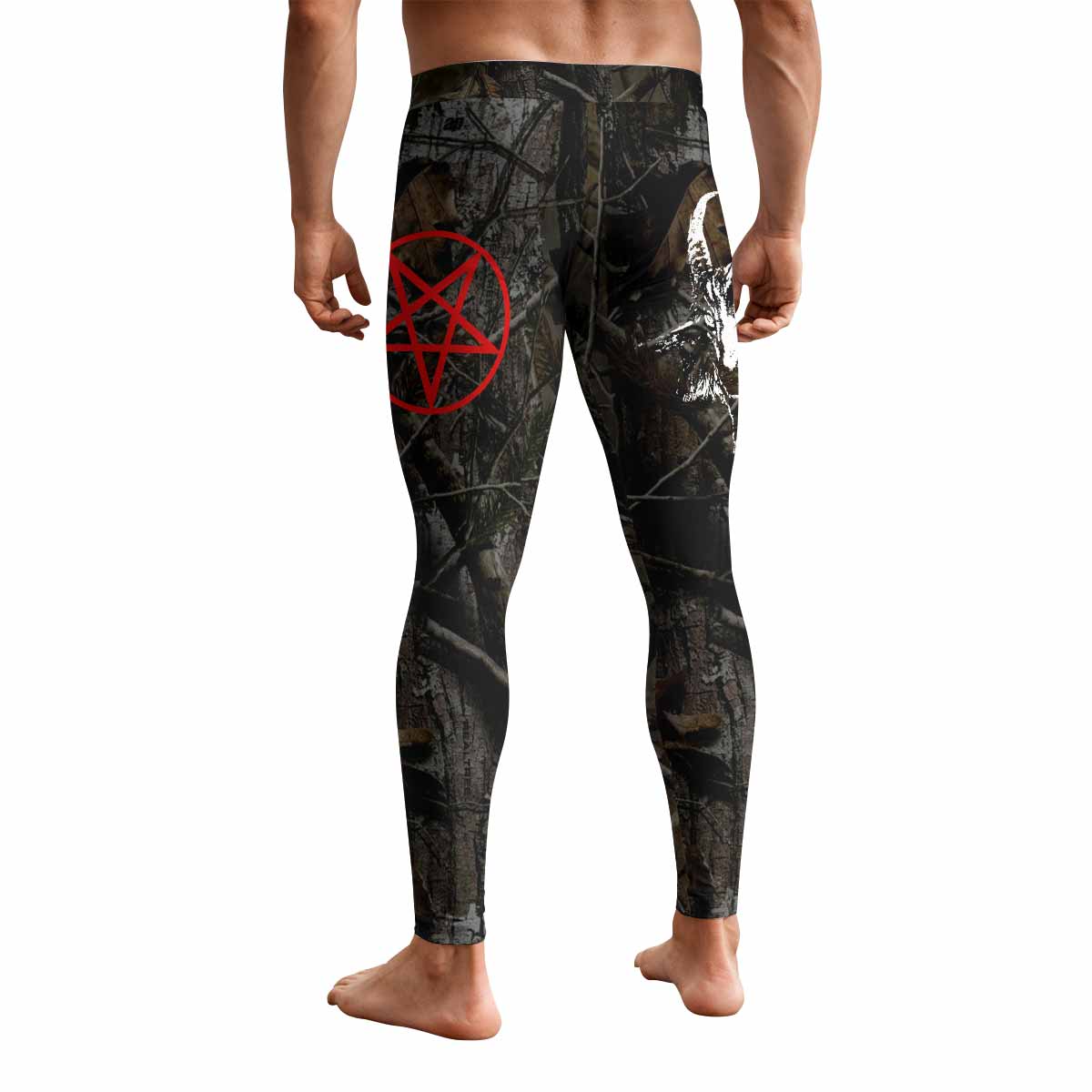 Bathory Sigil of Baphomet Men's Leggings - back view mockup