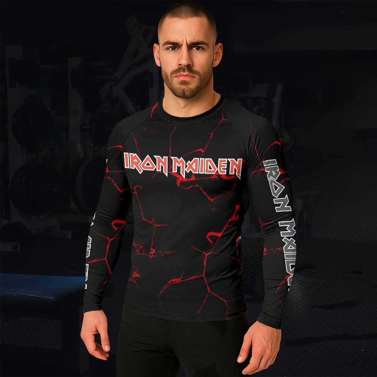 Iron Maiden A Real Dead One Men's Rash Guard Long Sleeve - lifestyle view