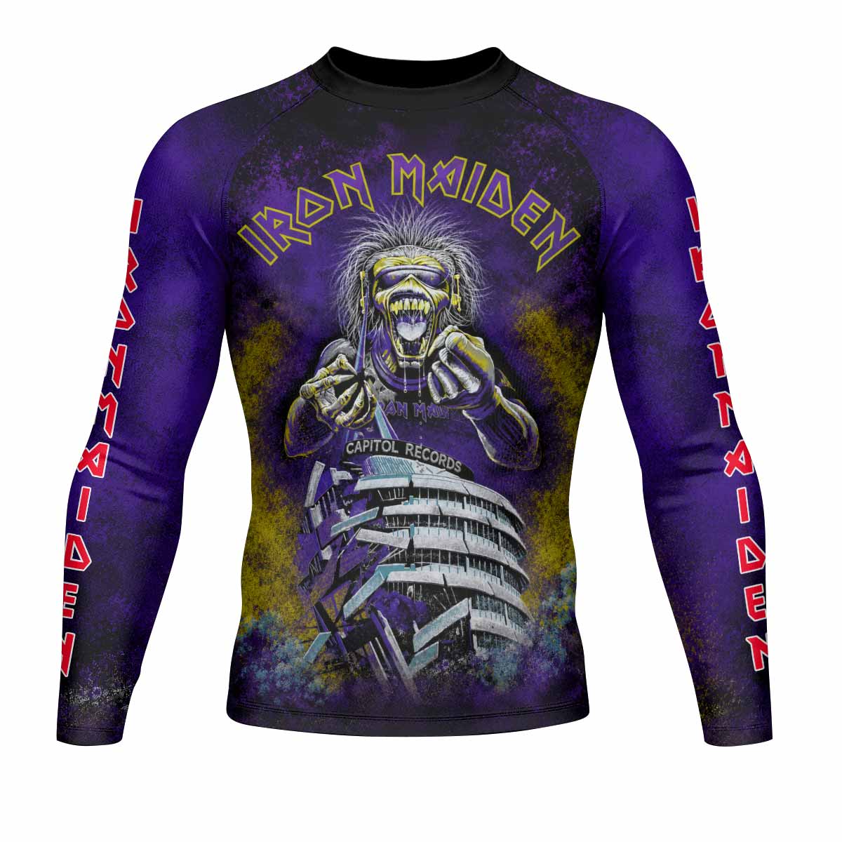 Iron Maiden Capitol Chaos Eddie Men's Rash Guard Long Sleeve - front view mockup