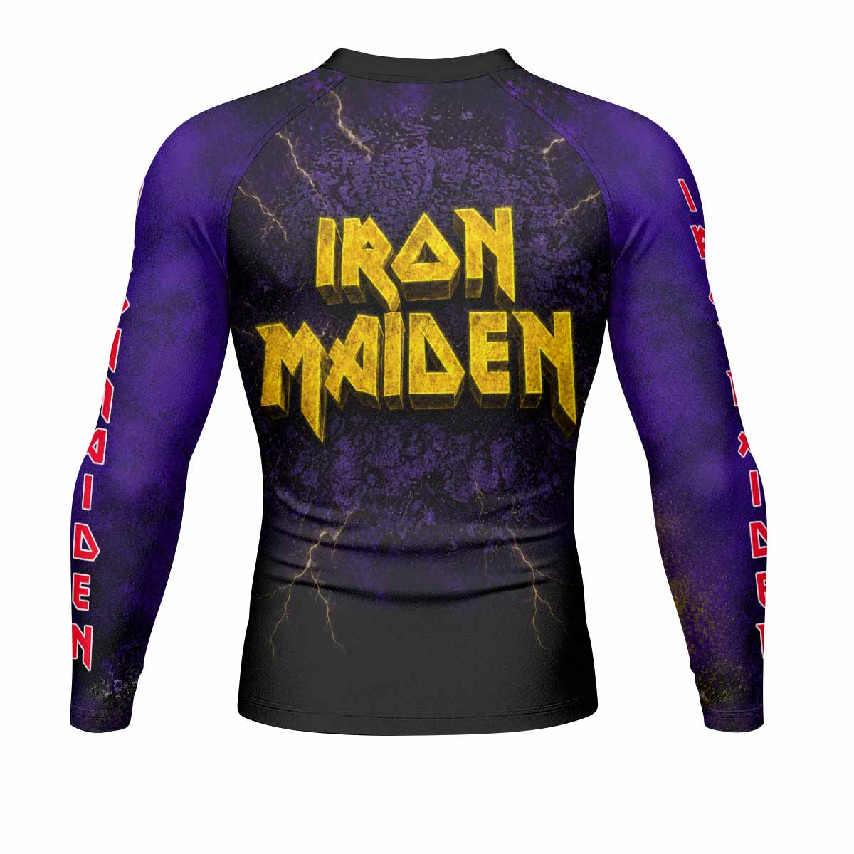 Iron Maiden Capitol Chaos Eddie Men's Rash Guard Long Sleeve - back view mockup