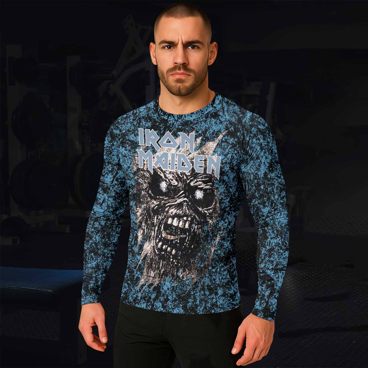 Iron Maiden Fear Reaper Eddie Men's Rash Guard Long Sleeve - lifestyle view
