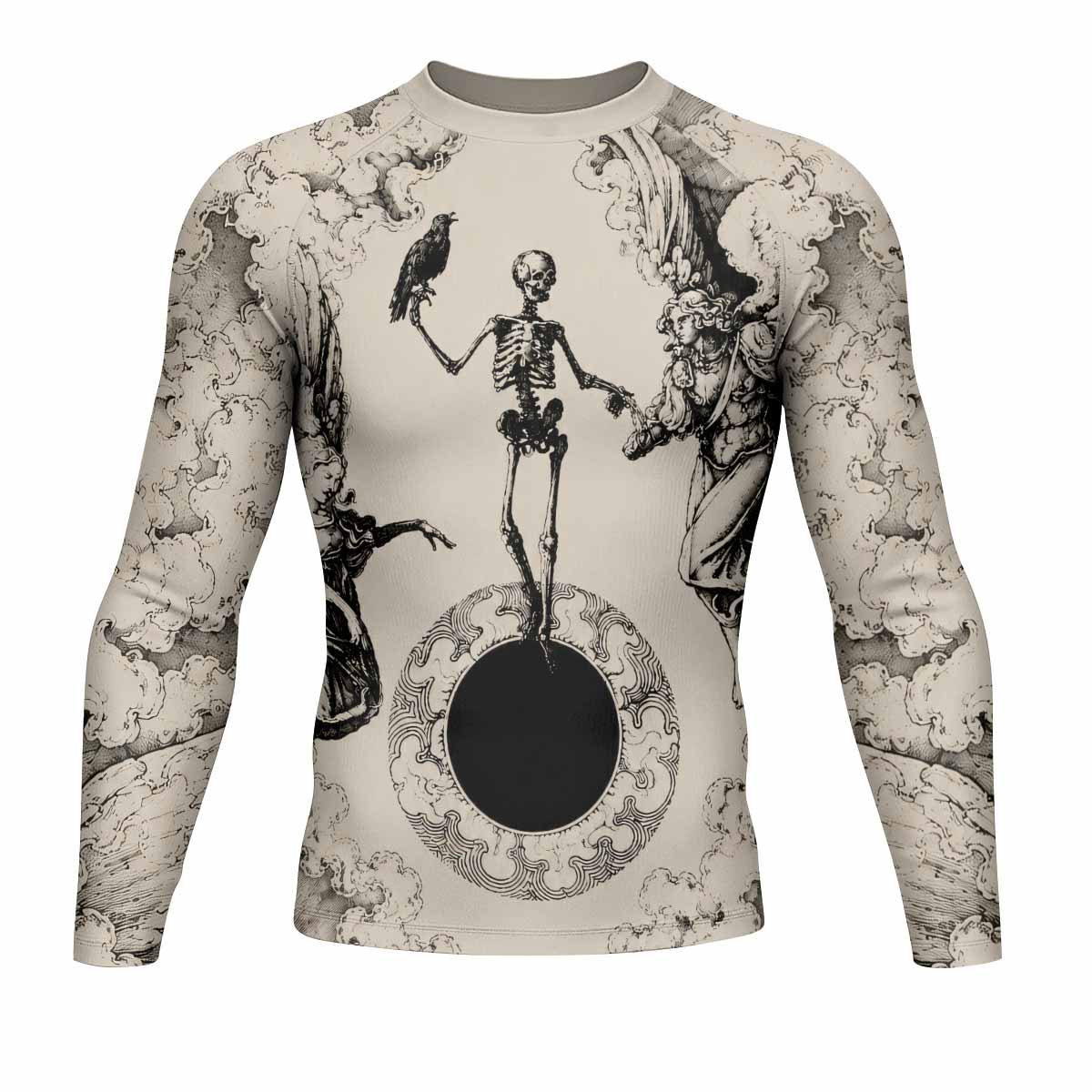 Celestial Memento Mori Men's Rash Guard Long Sleeve - front view mockup