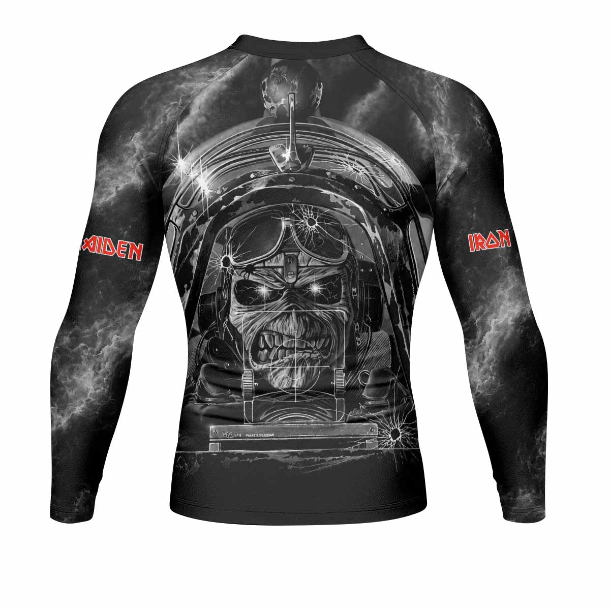 Iron Maiden Aces High Eddie Pilot Men's Rash Guard Long Sleeve - back view mockup