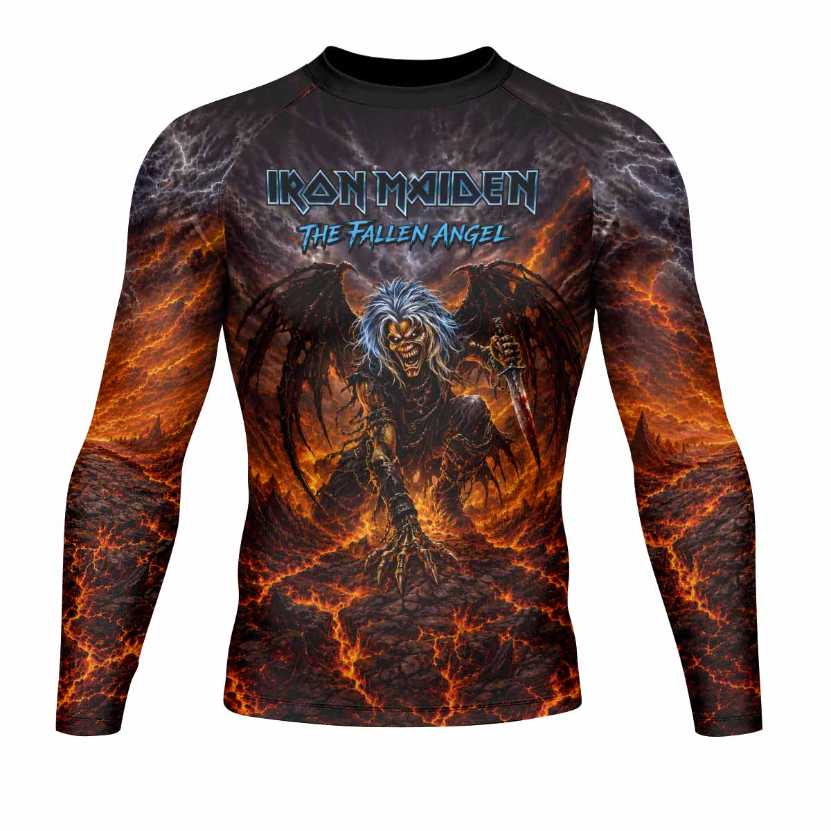 Iron Maiden The Fallen Angel Eddie Men's Rash Guard Long Sleeve - front view mockup