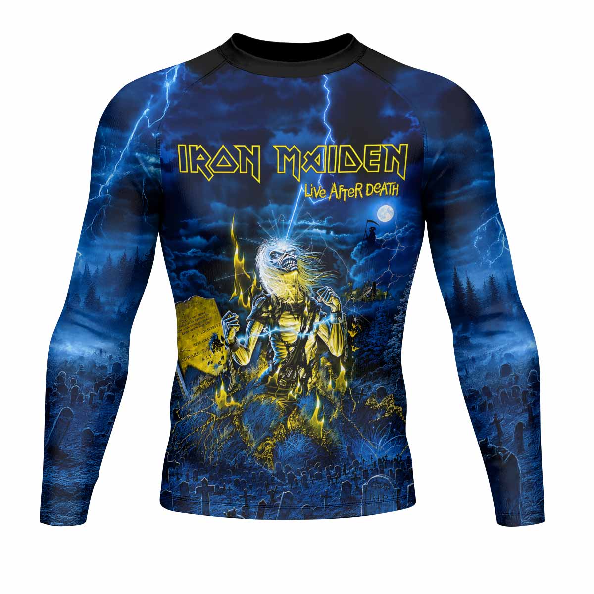 Iron Maiden Live After Death Eddie Men's Rash Guard Long Sleeve - front view mockup