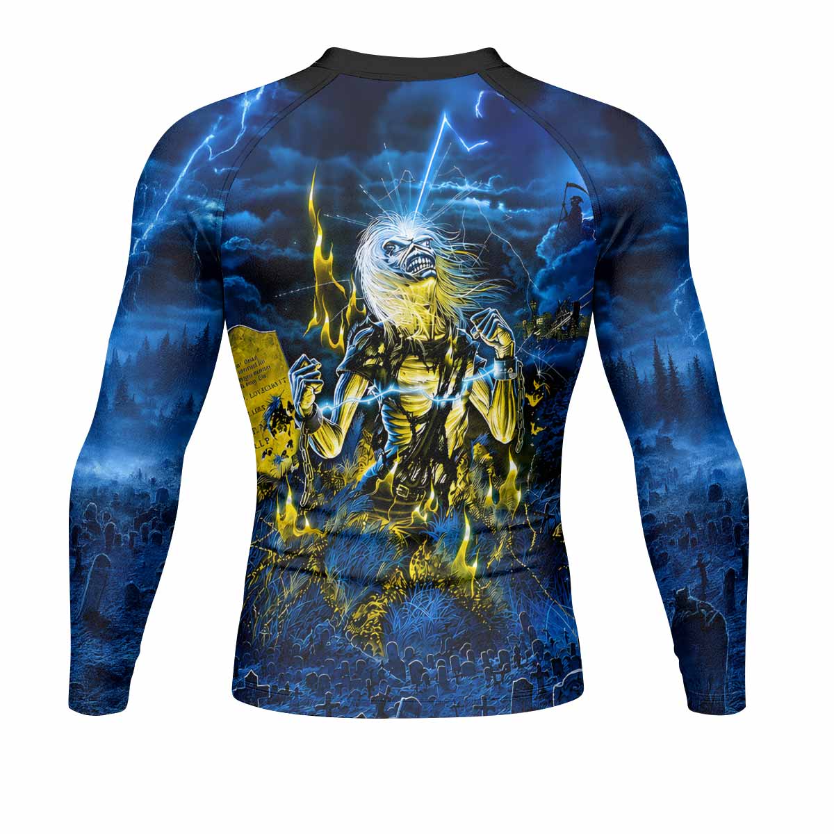 Iron Maiden Live After Death Eddie Men's Rash Guard Long Sleeve - back view mockup