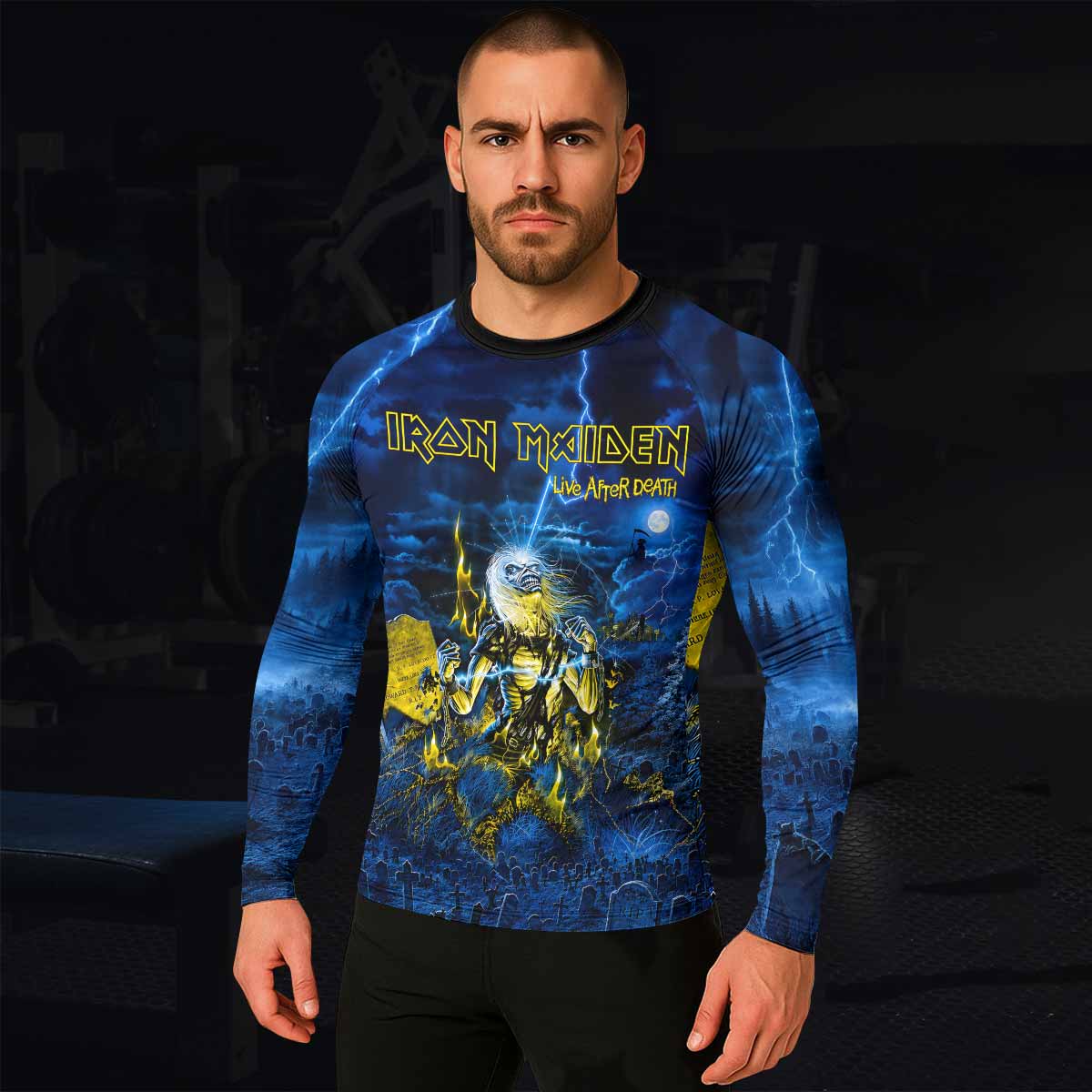 Iron Maiden Live After Death Eddie Men's Rash Guard Long Sleeve - lifestyle view
