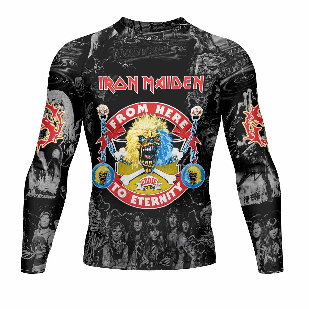 Iron Maiden From Here to Eternity Eddie Men's Rash Guard Long Sleeve - front view mockup