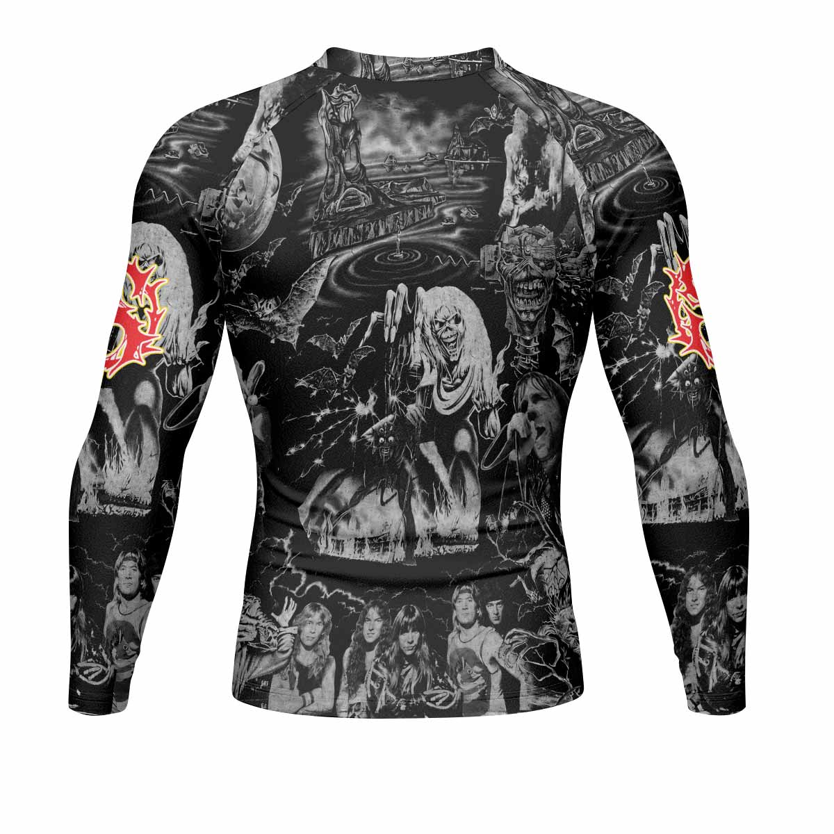 Iron Maiden From Here to Eternity Eddie Men's Rash Guard Long Sleeve - back view mockup