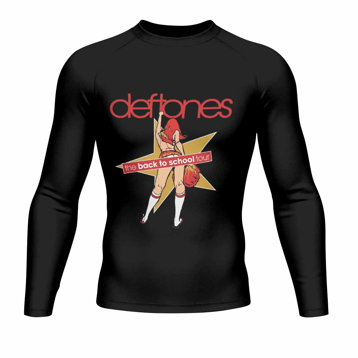 Deftones Back to School Tour Men's Rash Guard Long Sleeve - front view mockup