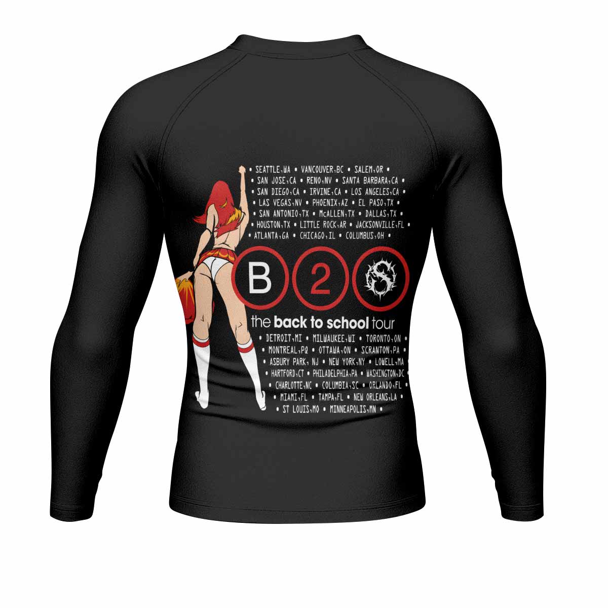 Deftones Back to School Tour Men's Rash Guard Long Sleeve - back view mockup