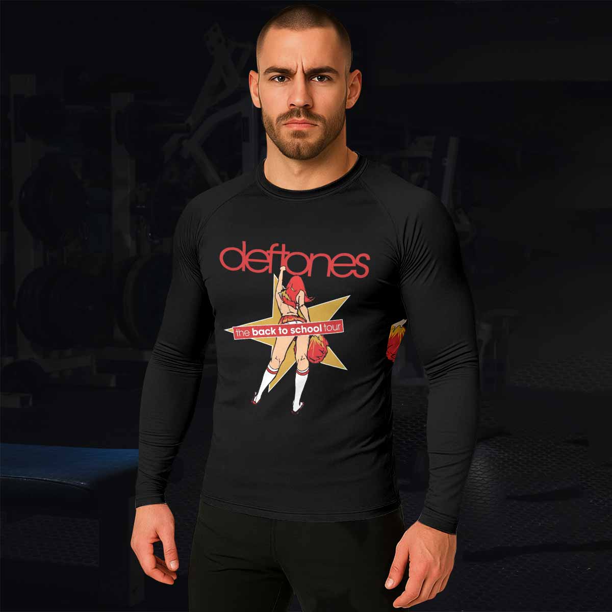 Deftones Back to School Tour Men's Rash Guard Long Sleeve - lifestyle view