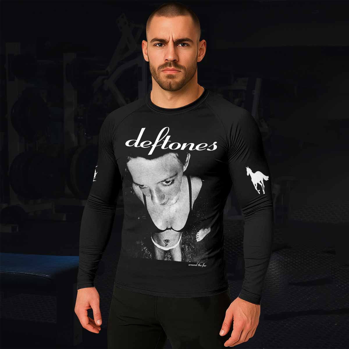 Deftones Around the Fur Men's Rash Guard Long Sleeve - lifestyle view