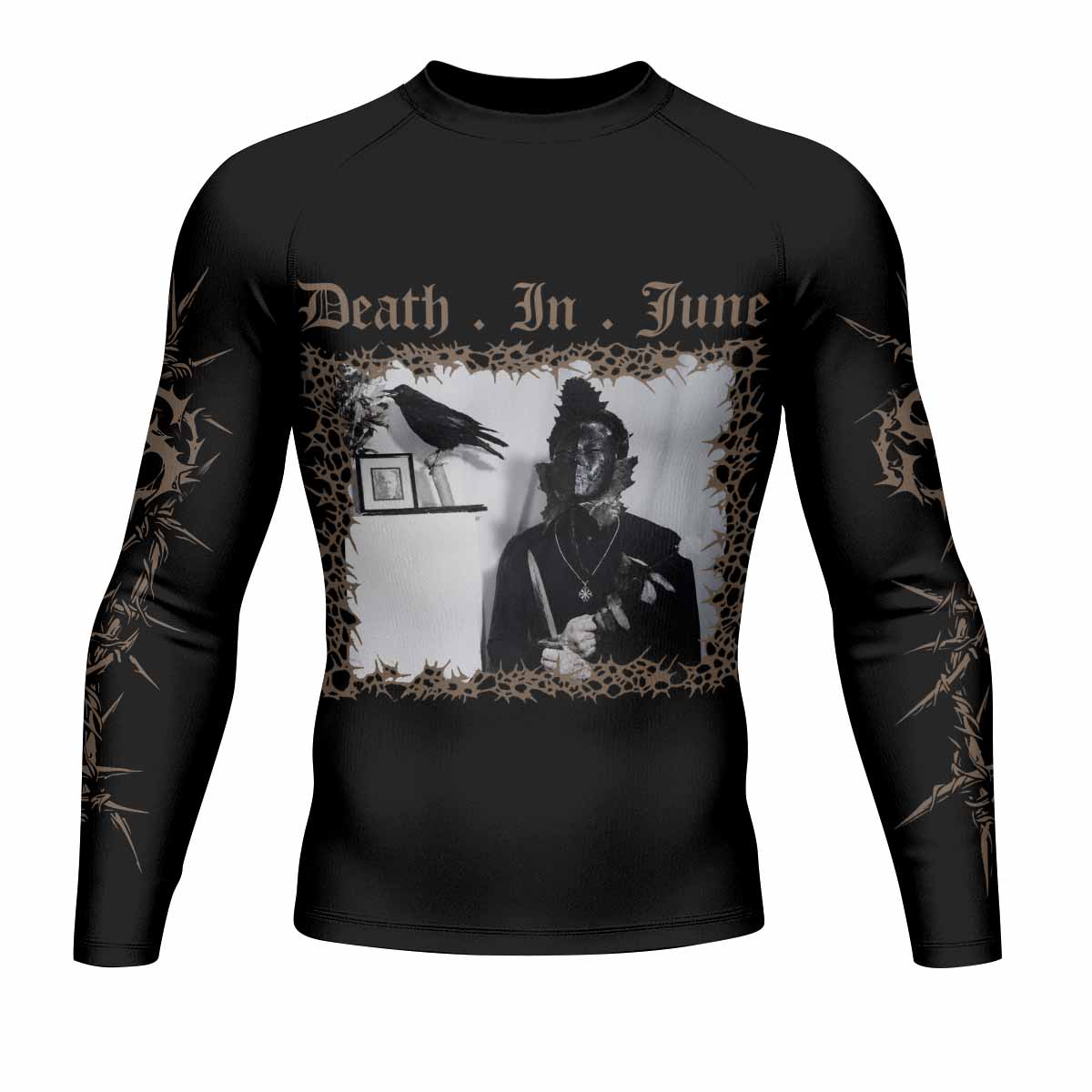 Death in June Ritual Raven Men's Rash Guard Long Sleeve - front view mockup