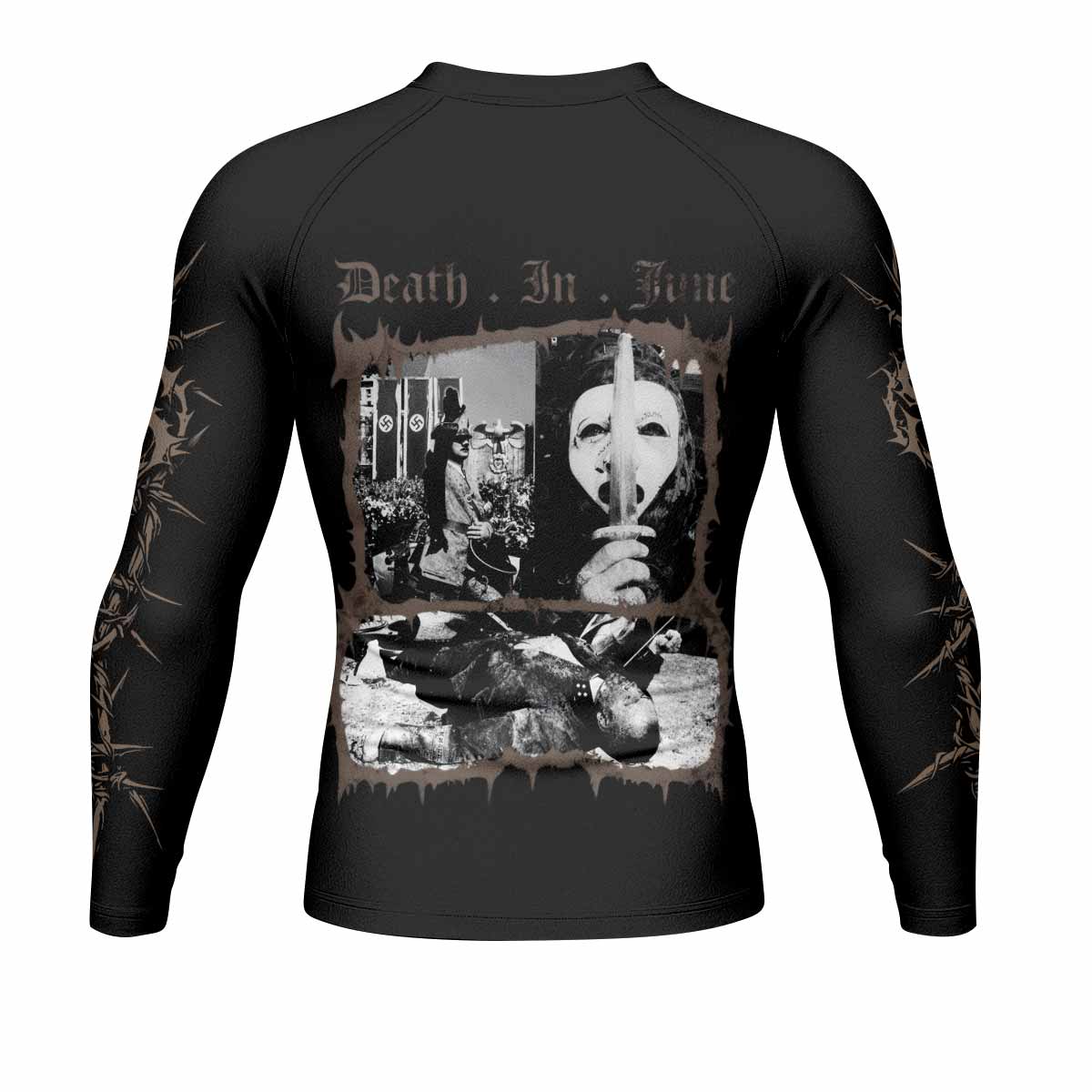 Death in June Ritual Raven Men's Rash Guard Long Sleeve - back view mockup