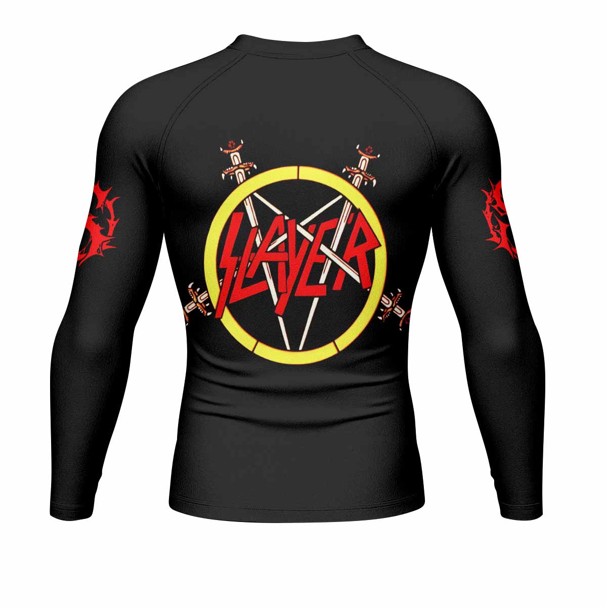 South of Heaven Slayer Men's Rash Guard Long Sleeve - back view mockup