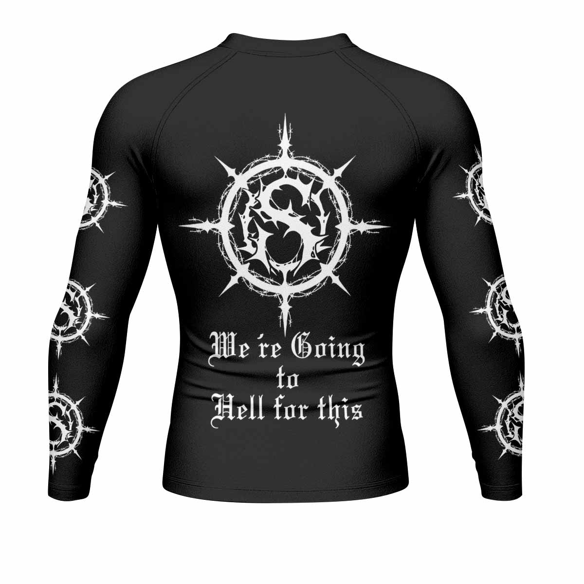 Carpathian Forest We're Going to Hell for This Men's Rash Guard Long Sleeve - back view mockup
