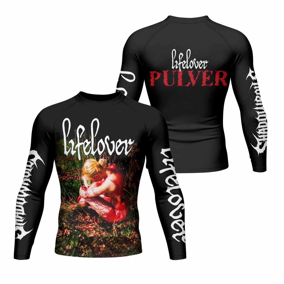 Lifelover Pulver Men's Rash Guard Long Sleeve - front and back view
