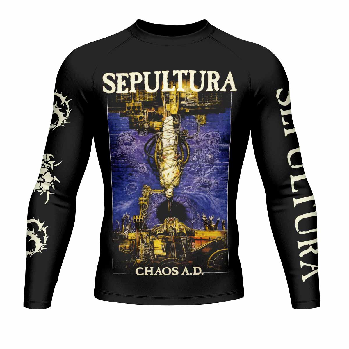 Chaos A.D. Sepultura Men's Rash Guard Long Sleeve - front view mockup