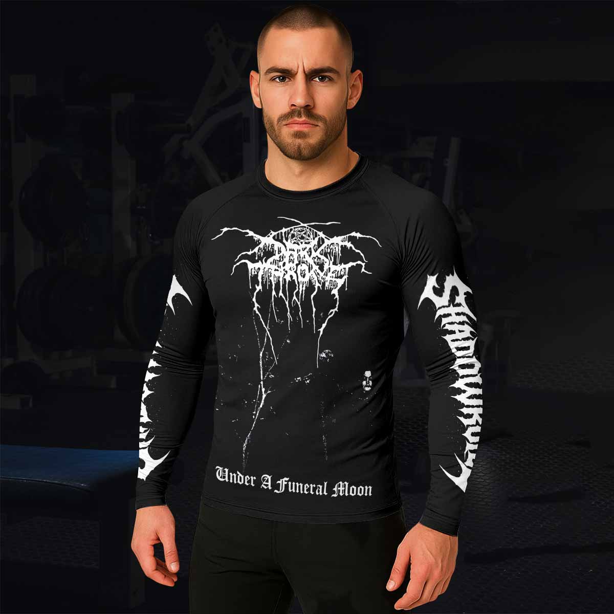 Darkthrone Under a Funeral Moon Men's Rash Guard Long Sleeve - lifestyle view