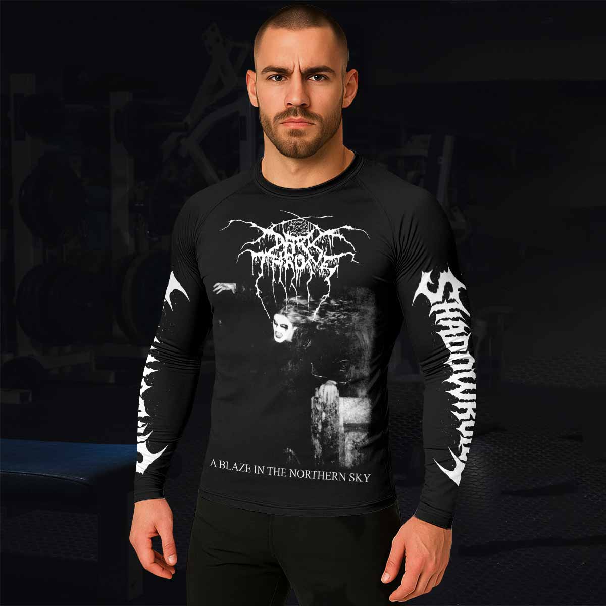 Darkthrone A Blaze in the Northern Sky Men's Rash Guard Long Sleeve - lifestyle view