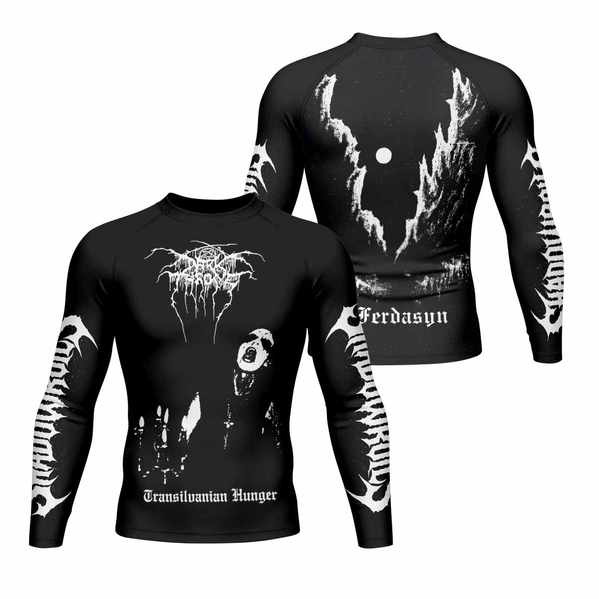 Darkthrone Transilvanian Hunger Men's Rash Guard Long Sleeve - front and back view