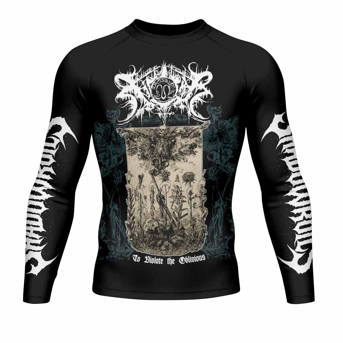 Xasthur To Violate the Oblivious Men's Rash Guard Long Sleeve - front view mockup