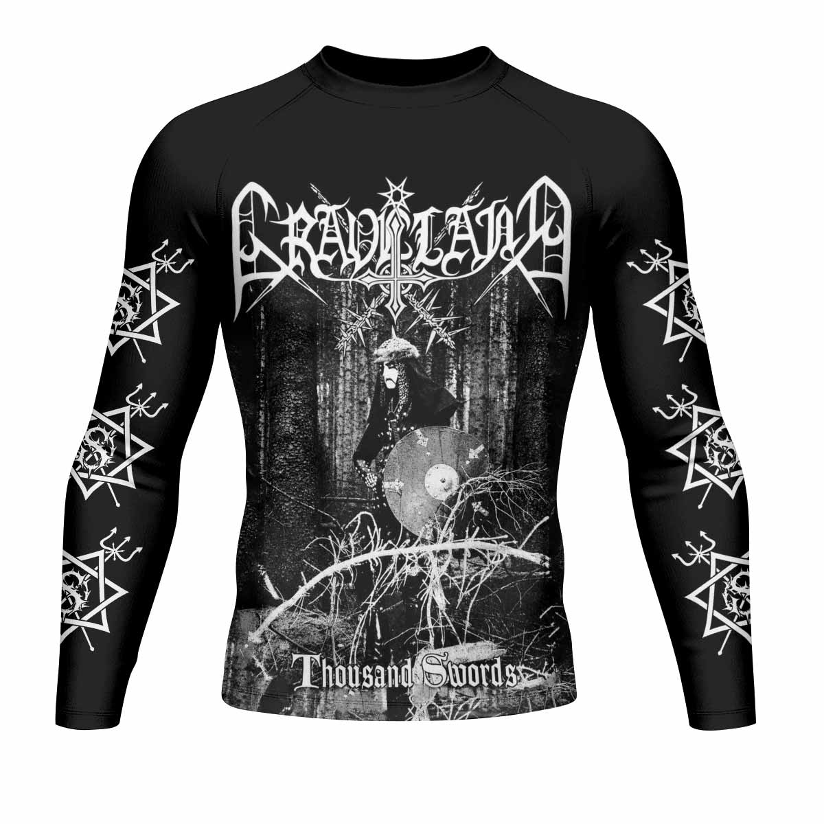 Graveland Thousand Swords Men's Rash Guard Long Sleeve - front view mockup