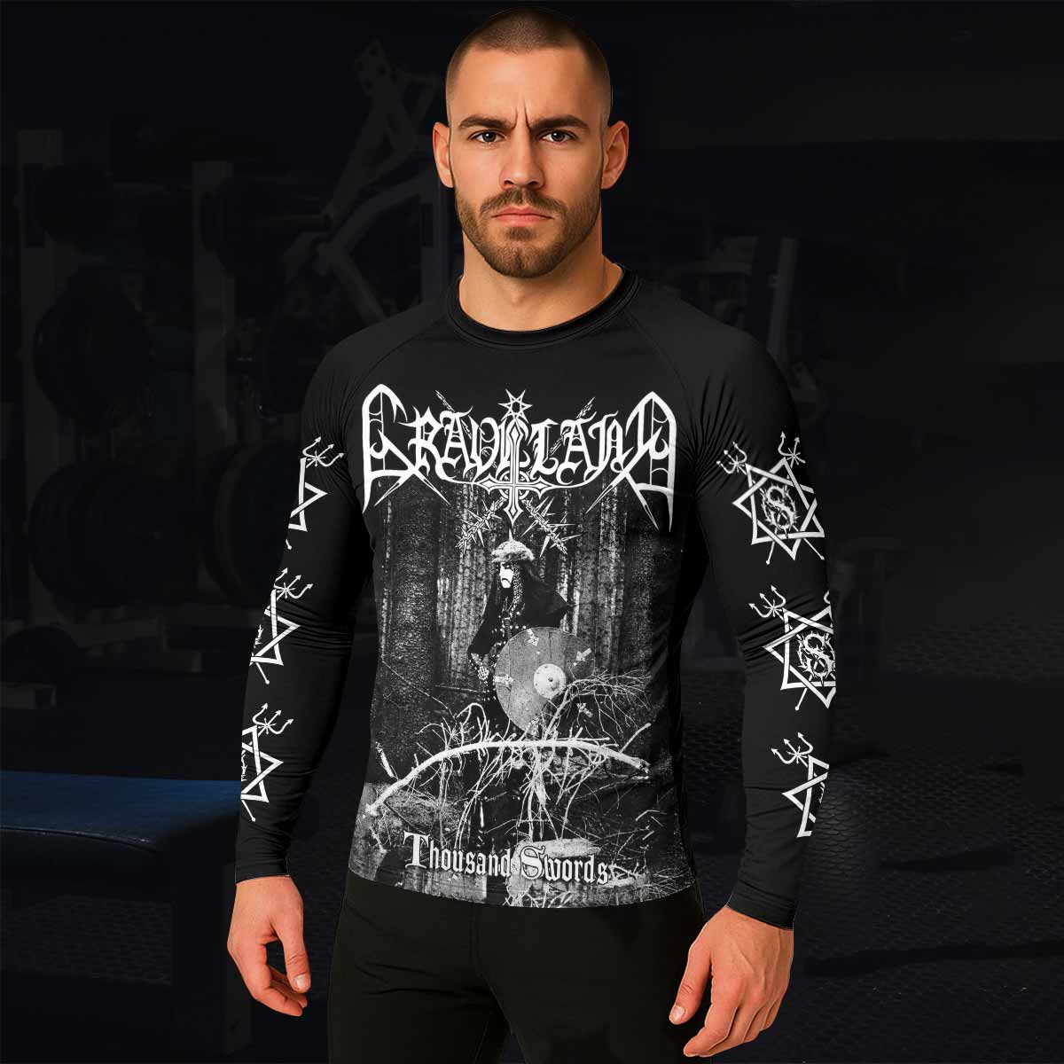 Graveland Thousand Swords Men's Rash Guard Long Sleeve - lifestyle view