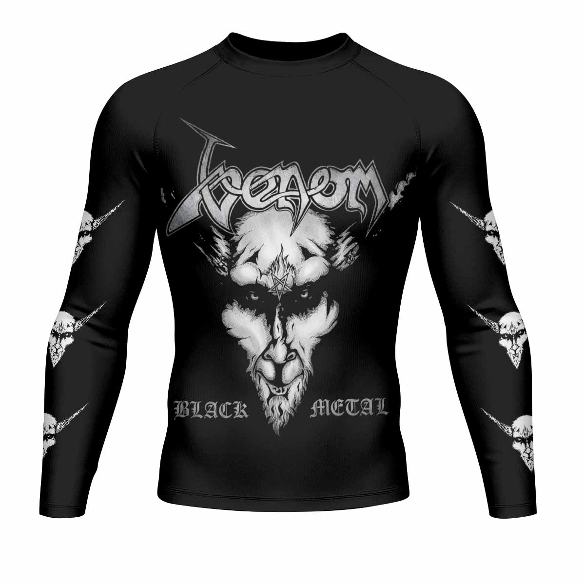 Venom Black Metal Goat Sigil Men's Rash Guard Long Sleeve - front view mockup
