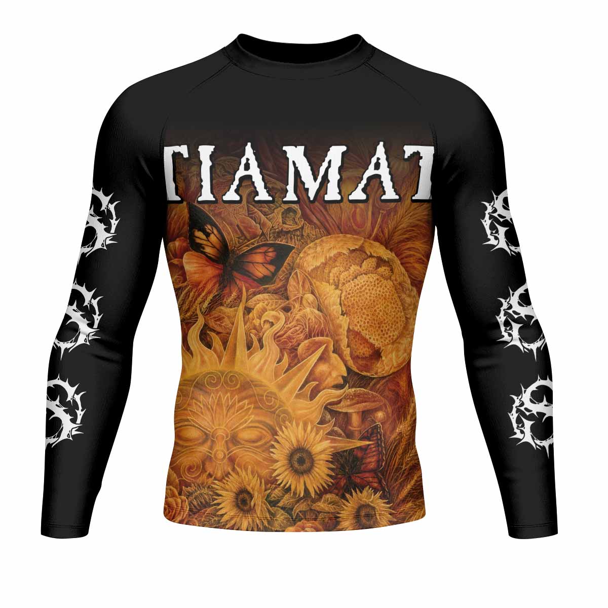 Tiamat Spiritual Sun Men's Rash Guard Long Sleeve - front view mockup