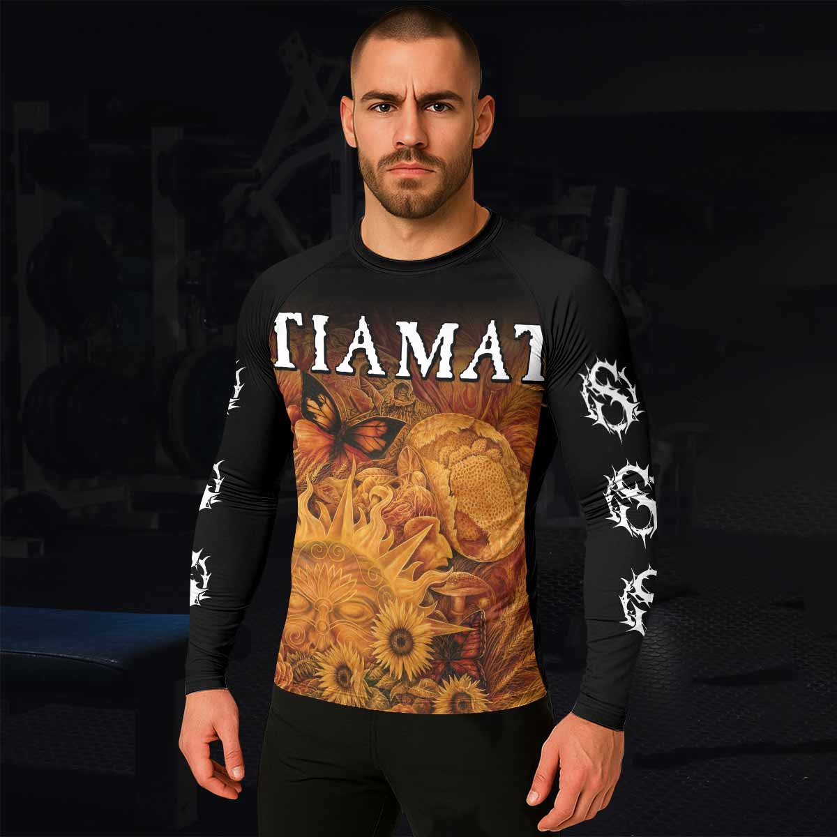 Tiamat Spiritual Sun Men's Rash Guard Long Sleeve - lifestyle view