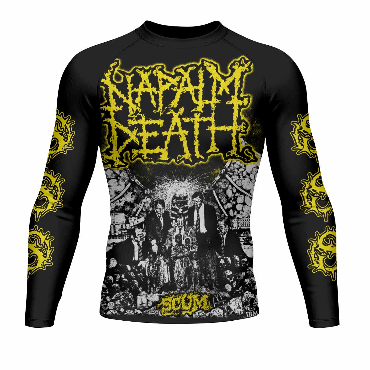 Napalm Death Scum Men's Rash Guard Long Sleeve - front view mockup